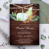 Rustic Wood Greenery White Pumpkin Vrijgezellenfee Kaart