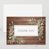Rustic Wood Groene Thank You Bedankkaart (Voorkant / Achterkant)