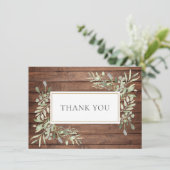 Rustic Wood Groene Thank You Bedankkaart (Staand voorkant)