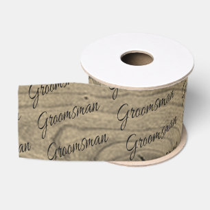 Rustic Wood Groomsman Grográin Lint