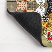 Rustic Wood Hand Drawn Funny Cartoon Chicken Art Muismat (Hoek)