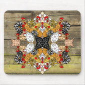 Rustic Wood Hand Drawn Funny Cartoon Chicken Art Muismat (Voorkant)