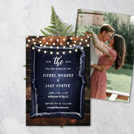 Rustic Wood Hand-Geschreven Foto Huwelijk Save Dat Kaart