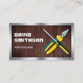 Rustic Wood Handyman Repair Tools Electricia Visitekaartje (Voorkant)