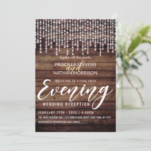 Rustic Wood Hanging Diamond Lights Kaart (Staand voorkant)