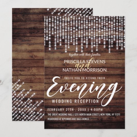 Rustic Wood Hanging Diamond Lights Kaart (Voorkant / Achterkant)