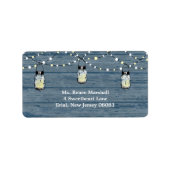 Rustic Wood Hanging Mason Jars en Lights Wedding Etiket (Voorkant)