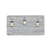 Rustic Wood Hanging Mason Jars en Lights Wedding Etiket (Voorkant)