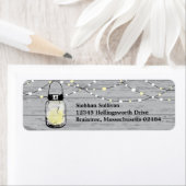 Rustic Wood Hanging Mason Jars en Lights Wedding Etiket (Insitu)