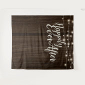 Rustic Wood Happily Ever After Trouwachtergrond Wandkleed (Voorkant (horizontaal))