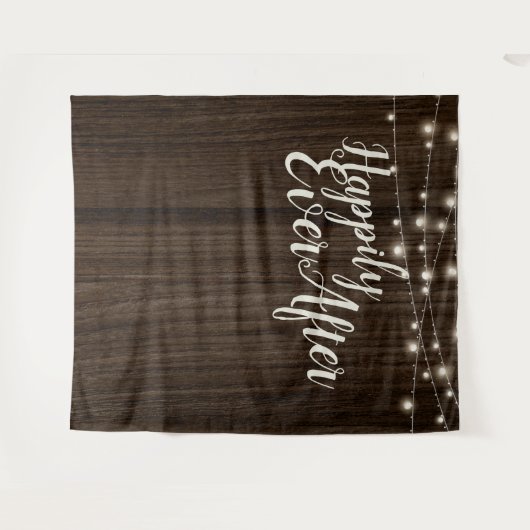 Rustic Wood Happily Ever After Trouwachtergrond Wandkleed (Voorkant (horizontaal))