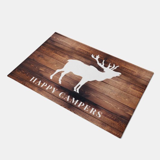 Rustic Wood Happy Campers Deurmat (Schuin)