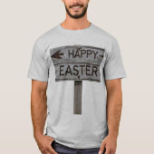 Rustic Wood Happy Easter Direction Sign T-shirt (Voorkant)