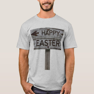 Rustic Wood Happy Easter Direction Sign T-shirt