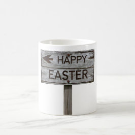 Rustic Wood Happy Easter Direction-teken Koffiemok