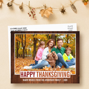 Rustic Wood Happy Thanksgiving Briefkaart