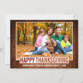 Rustic Wood Happy Thanksgiving Feestdagenkaart (Voorkant)