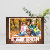Rustic Wood Happy Thanksgiving Feestdagenkaart (Staand voorkant)