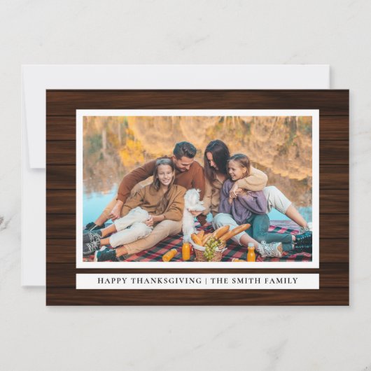 Rustic Wood Happy Thanksgiving herfstfoto Feestdagenkaart (Voorkant)