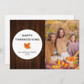 Rustic Wood Happy Thanksgiving herfstfoto Feestdagenkaart (Voorkant / Achterkant)