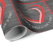 Rustic Wood Happy Valentijn's Day Heart Cadeaupapier (Rol Hoek)