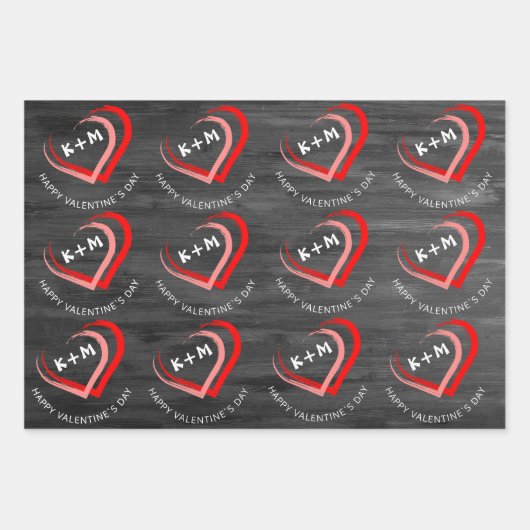 Rustic Wood Happy Valentijn's Day Heart Inpakpapier Vel (Voorkant 2)