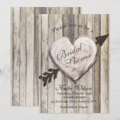 Rustic Wood Heart Bridal Shower Kaart (Voorkant / Achterkant)