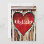 Rustic Wood Heart Country Wedding Invitations Kaart (Achterkant)