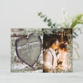 Rustic Wood Heart Eucalyptus Greenery Holiday Feestdagenkaart (Staand voorkant)