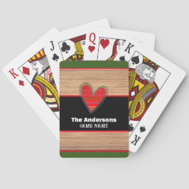 Rustic Wood Heart familienaam Pokerkaarten