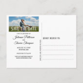 Rustic Wood Heart Photo Save the Date Aankondigingskaart (Achterkant)