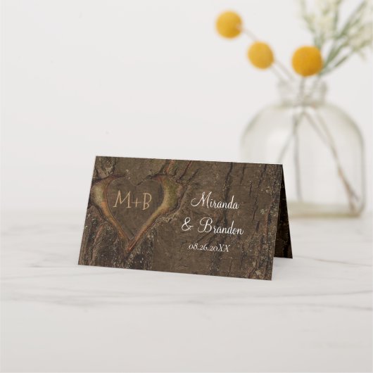 Rustic Wood Heart Photo Wedding Plaatskaartje (Achterkant)