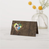 Rustic Wood Heart Photo Wedding Plaatskaartje (Voorkant)