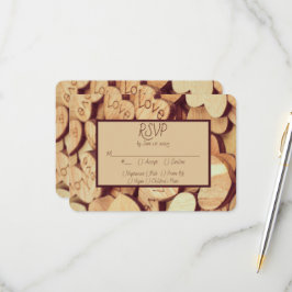 Rustic Wood Heart RSVP Kaartje