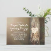 Rustic Wood Heart Tree Country Wedding Uitnodiging (Staand voorkant)