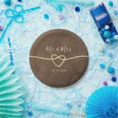 Rustic Wood Heart Wedding Papieren Bordje (Feest)