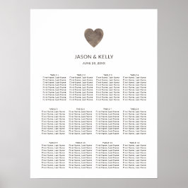 Rustic Wood Heart Wedding Seating Chart Poster