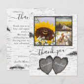 Rustic Wood Hearts Aspen 3 foto collage Weddenscha Bedankkaart (Voorkant / Achterkant)