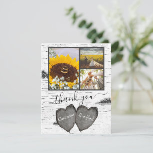 Rustic Wood Hearts Aspen 3 foto collage Weddenscha Bedankkaart