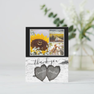 Rustic Wood Hearts Aspen 3 foto collage Weddenscha Bedankkaart