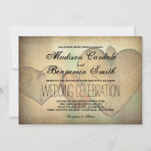 Rustic Wood Hearts Country Wedding Invitation Kaart (Achterkant)