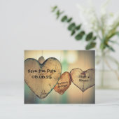 Rustic Wood Hearts - Save the Date Post Kaart (Staand voorkant)