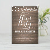 Rustic Wood Hens Party Invitation Card Kaart (Staand voorkant)