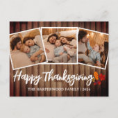 Rustic Wood Herfst Eenvoudige Thanksgiving familie Feestdagenkaart (Voorkant)