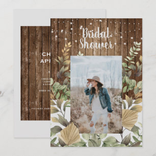 Rustic Wood Herfst Foliage Foto Vrijgezellenfeest Kaart