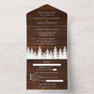 Rustic Wood Herfst Herfst Winter Wedding met RSVP All In One Uitnodiging