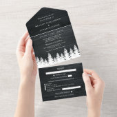 Rustic Wood Herfst Herfst Winter Wedding met RSVP All In One Uitnodiging (Afscheurbaar)