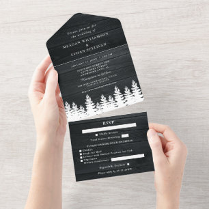 Rustic Wood Herfst Herfst Winter Wedding met RSVP All In One Uitnodiging