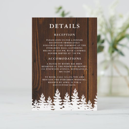 Rustic Wood Herfst Herfst Winter Wedding QR Code Informatiekaartje (Staand voorkant)