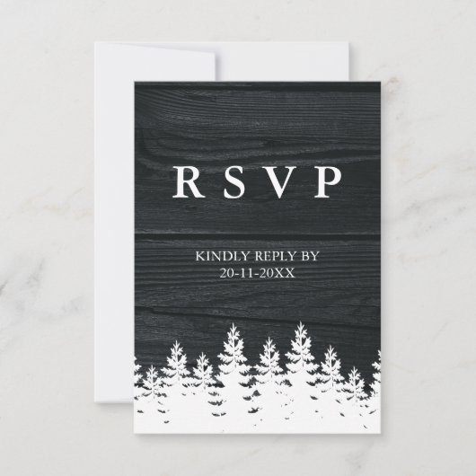Rustic Wood Herfst Herfst Winter Wedding QR Code RSVP Kaartje (Voorkant)